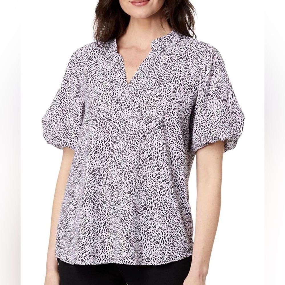 Vince Camuto Puff-sleeve V-neck Blouse Pink Chalk L NWT IN PACKAGE
